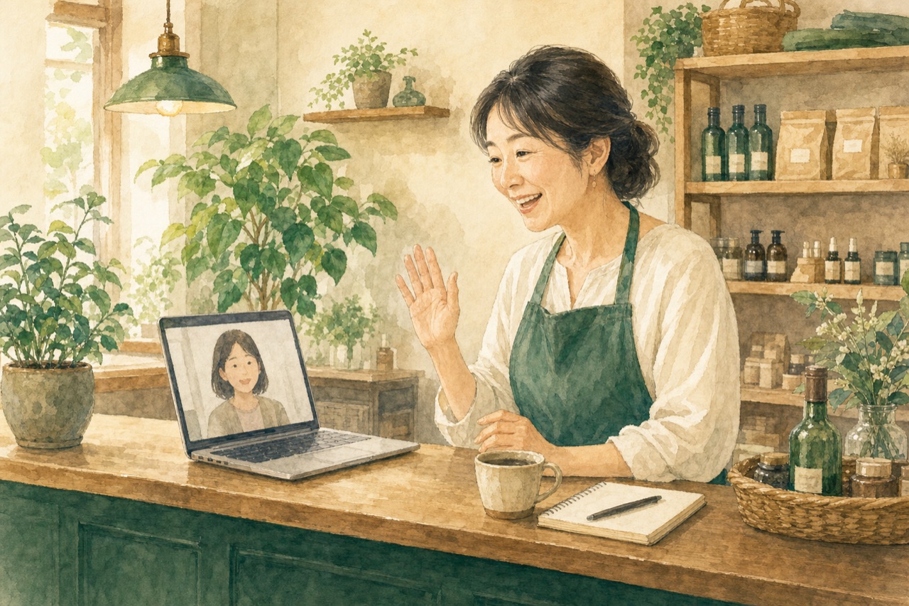 オンラインでお店のお話を伺うイメージ