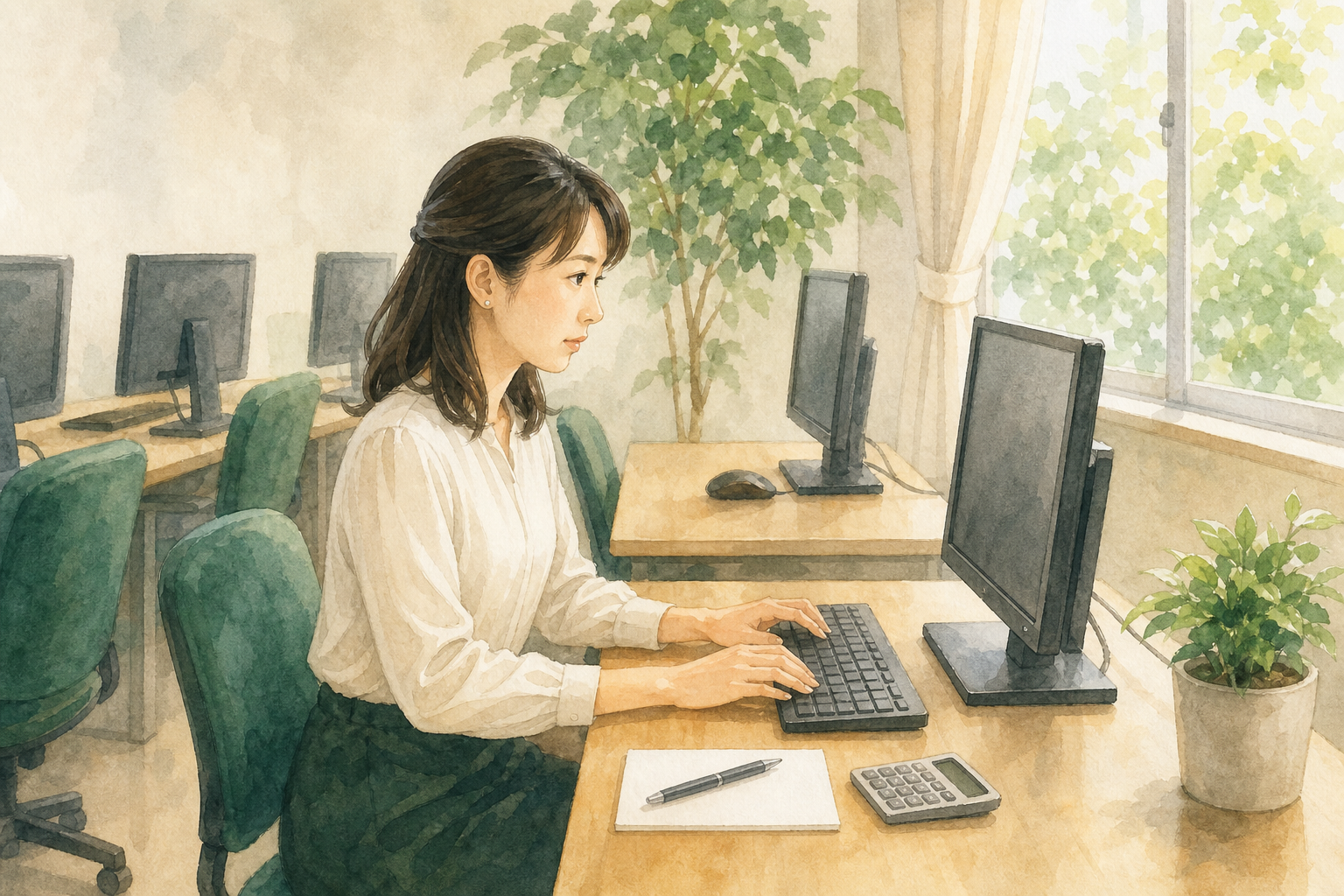 教室で検定試験を受けている様子